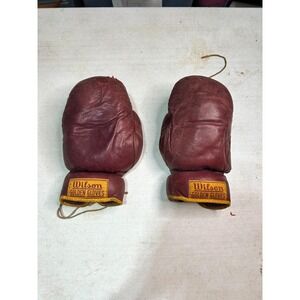 Vintage 1950s Wilson Golden Gloves Leather Boxing Gloves – Burgundy Lace-Up